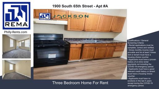 2 Bedroom Apartment – 1900 S 65Th St - Apt #A, Philadelphia, PA 19142-1902