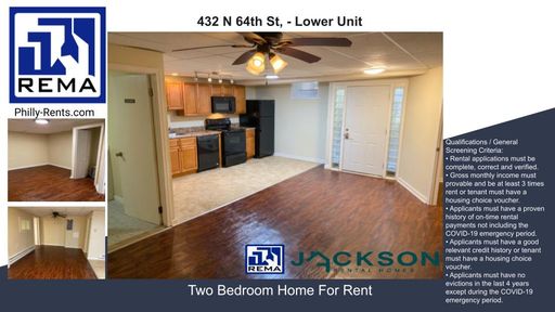 2 Bedroom Apartment – 432 N 64th St, - Lower Unit, Philadelphia, PA 19151