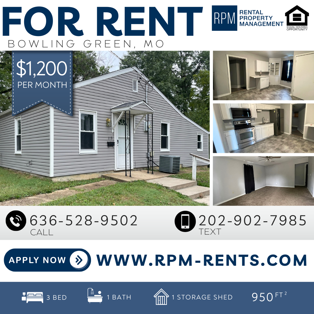3 Bed 1 Bath House for rent in Bowling Green, MO