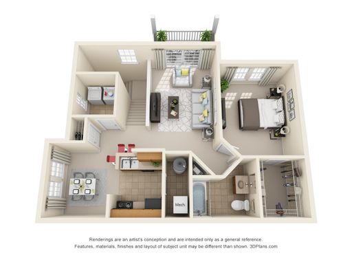 1 Bedroom 1 Bath Second Floor
