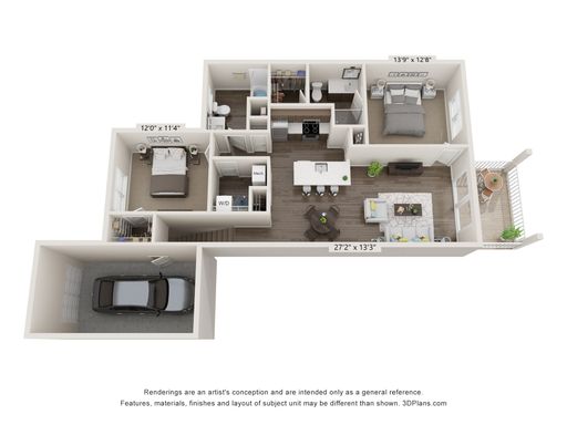 2 Bedroom 2 Bath with Garage - 1162