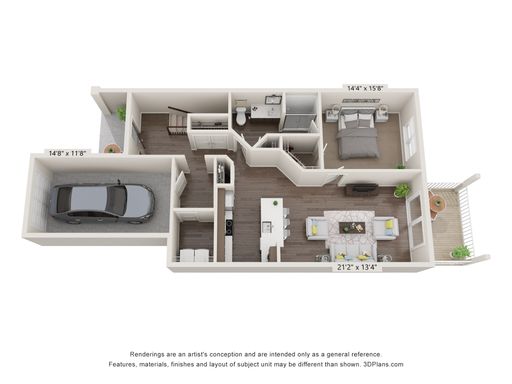 1 Bedroom 1 Bath with Garage - 1008
