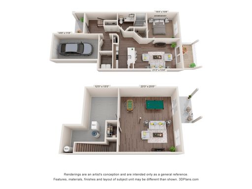 1 Bedroom 1 Bath w/ finished Walk-out Basement & Garage – 1669