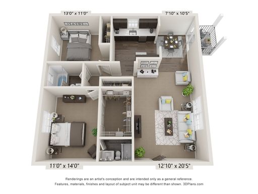 2 Bedroom 2 Bath – 942
