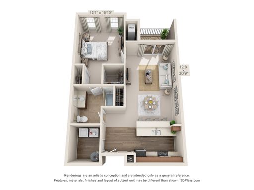 1 Bedroom 1 Bath - 898