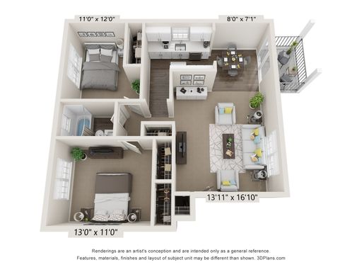 2 Bedroom 1 Bath – 766