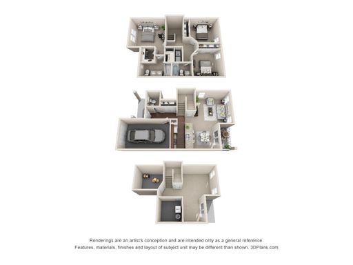 3 bedroom 2.5 Bath Townhome walkout finished basement & attached garage 1788