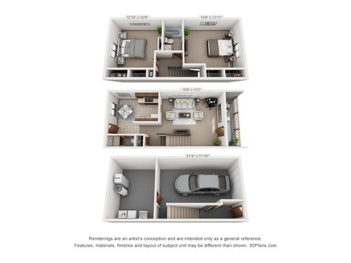 2 Bedroom 1.5 Bath Townhome Cedarbrook Modified Garage 1088 – photo 1