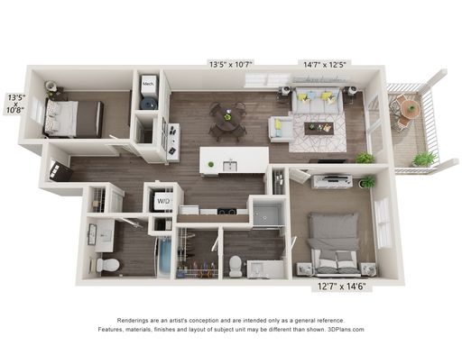 2 Bedroom 2 Bath w/o Garage - 1046