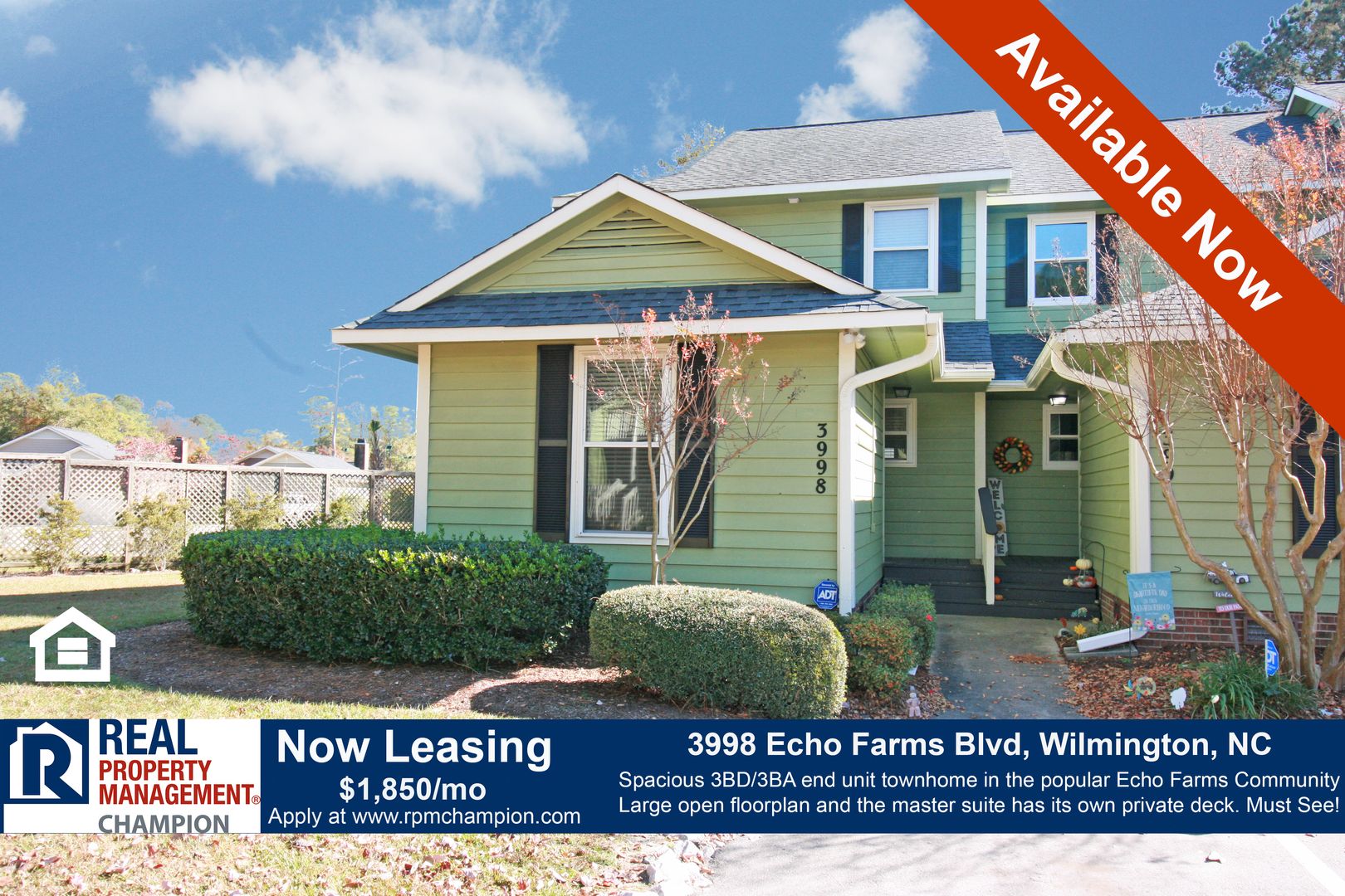 Wilmington Townhome: 3998 Echo Farms Blvd