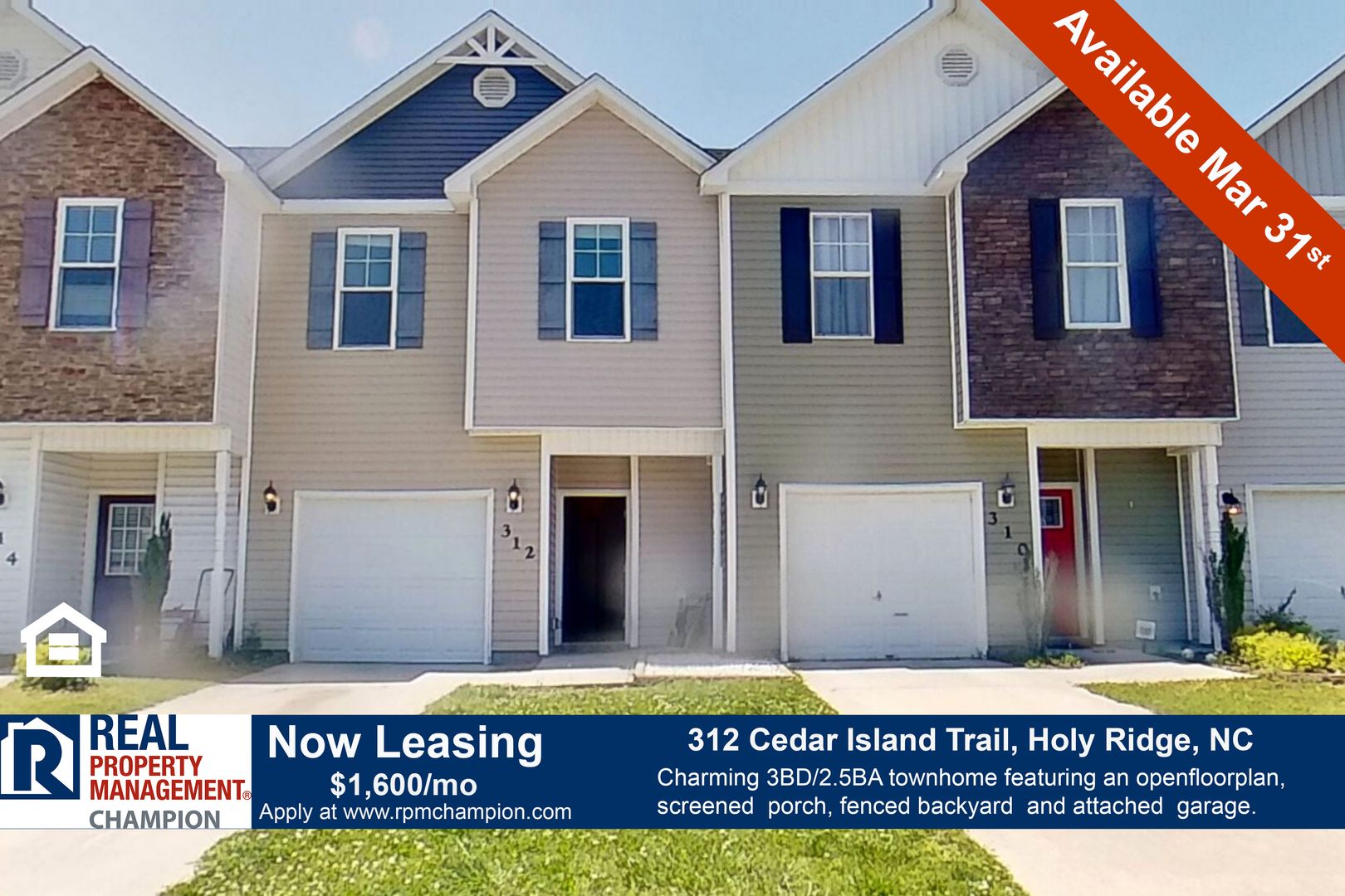 Holly Ridge Townhome: 312 Cedar Island Trail