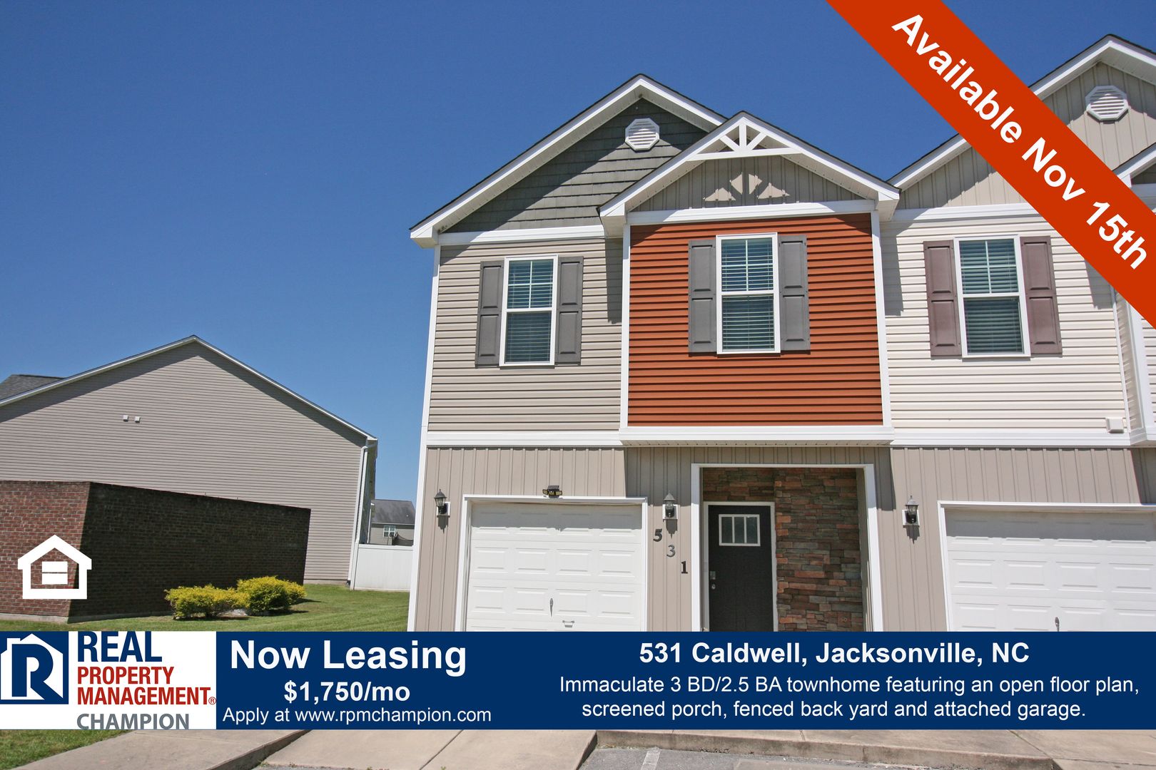 Jacksonville Townhome: 531 Caldwell Loop