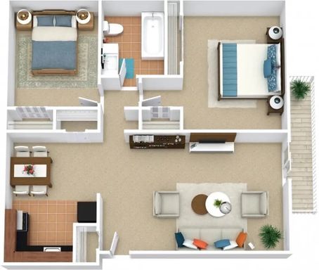 2 bed 1 bath