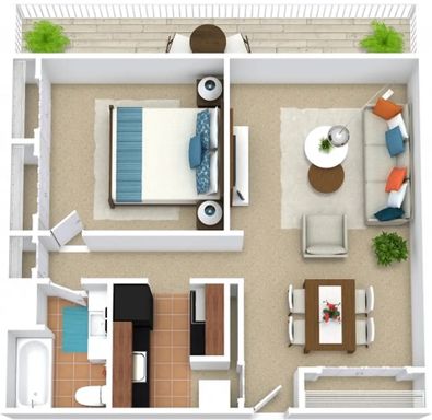 1 bed 1 bath