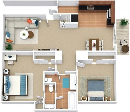 2 bed 1.5 bath Standard