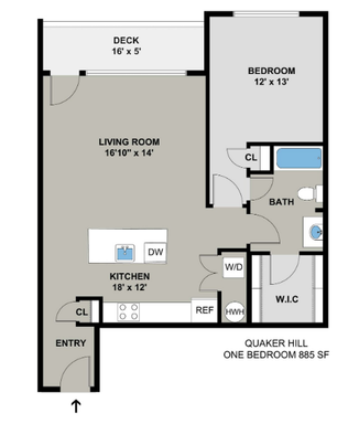 Quaker Hill Model - 1BR/1BA - 885SF - Buildings G, H, I, J, K + L