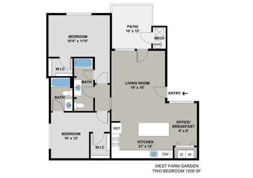 West Farm Garden Model - 2BR/2BA 1200SF - Buildings A, B, D – photo 1