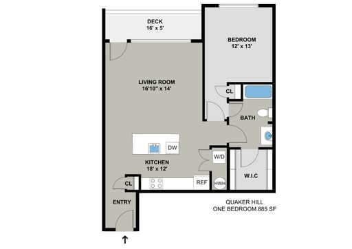 Quaker Hill Model - 1BR/1BA - 885SF - Buildings E + F – photo 1