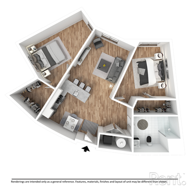 2 Bedroom, 1 Bathroom- Spacious Open Floor Plan – photo 1