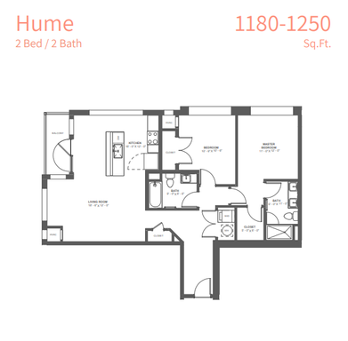 Hume Floorplan- 2b/2ba Large-1204 sf – photo 1