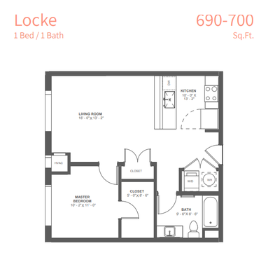 Locke Floorplan- 1b/1ba small-698sf – photo 1