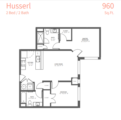 Husserl Floorplan- 2b/2ba Small-1044 sf – photo 1