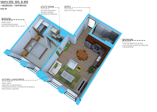 Spacious 1B 630sf Chester View – photo 1