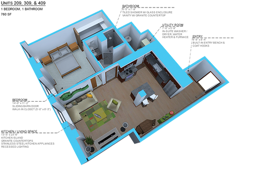 Spacious 1 Bedroom 760sf Hickory Court View – photo 1