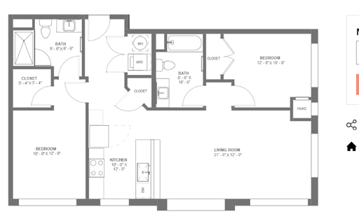Arendt Floor Plan -1055sf-2b/2ba – photo 1