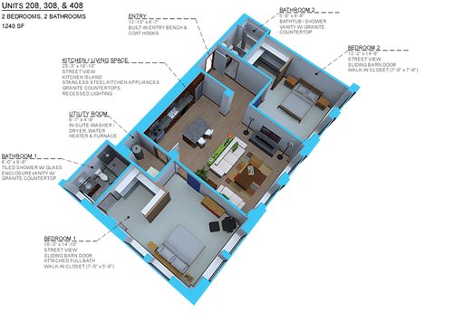 Spacious 2B/ 2Ba 1240sf Corner Unit- Hickory Court/E. 12th View – photo 1