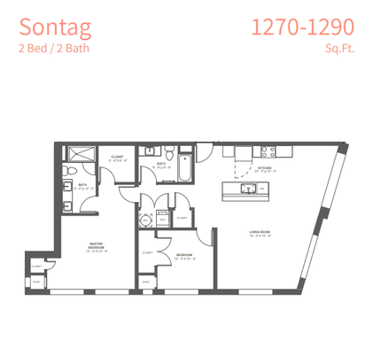 Sontag Floorplan- 2b/2 ba Large -1284sf – photo 1