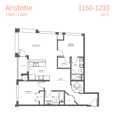 Aristotle Floor Plan -1180sf-2b/2ba – photo 1