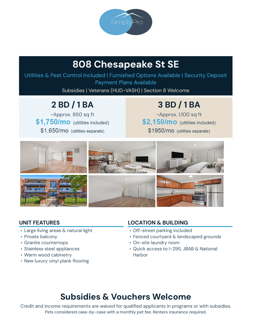Washington Apartment: 808 Chesapeake Street, SE