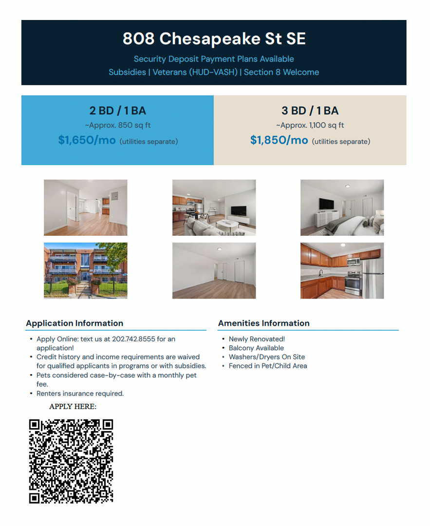Washington Apartment: 808 Chesapeake Street, SE