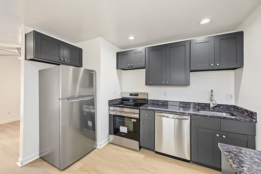 Apartment kitchen — representative home at 22nd Street Apartments — 3007.