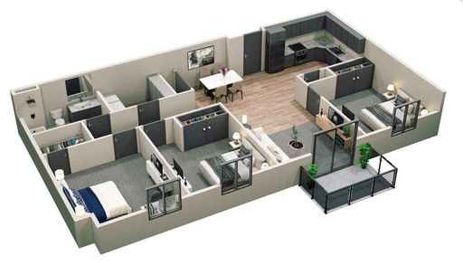Deer Creek: 3 Bedroom 1 Bathroom Apartment