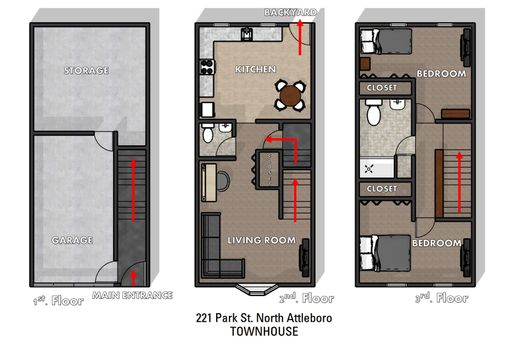 2 Bed 1 Bath Town House w/ Garage