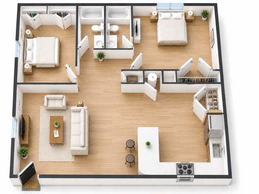 2 Bed Partial 1,000 s.f. – photo 1