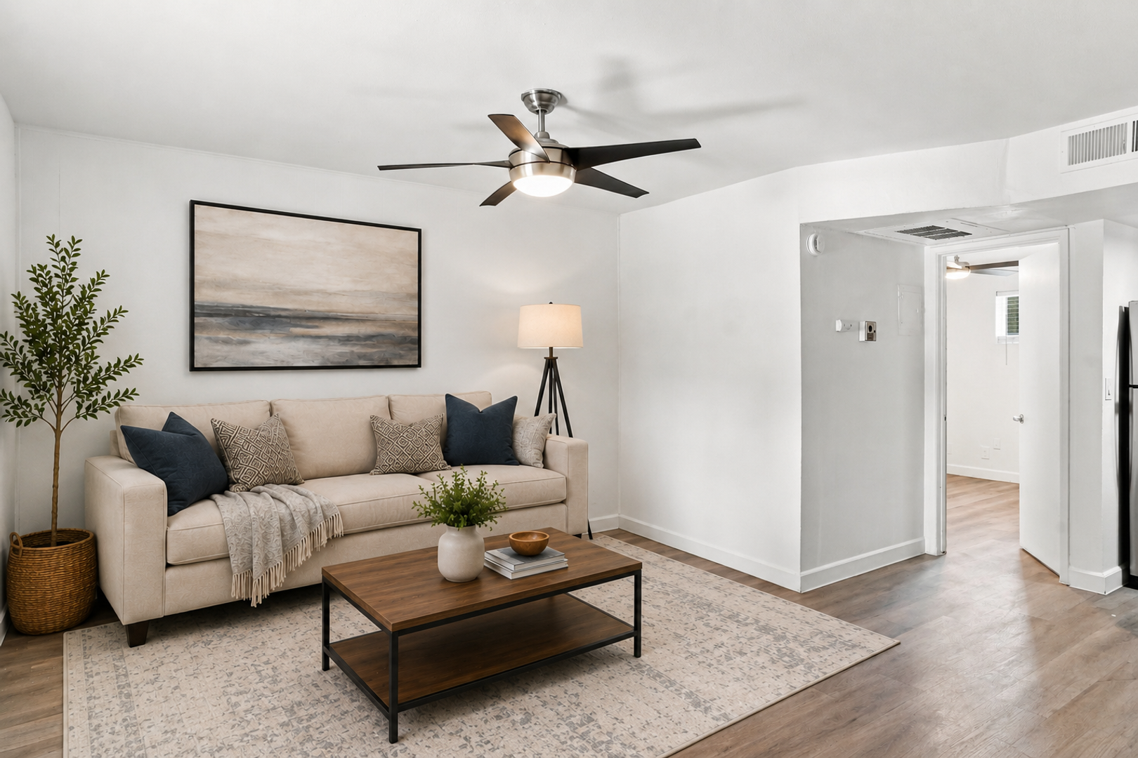 Virtually staged living area at The Element.