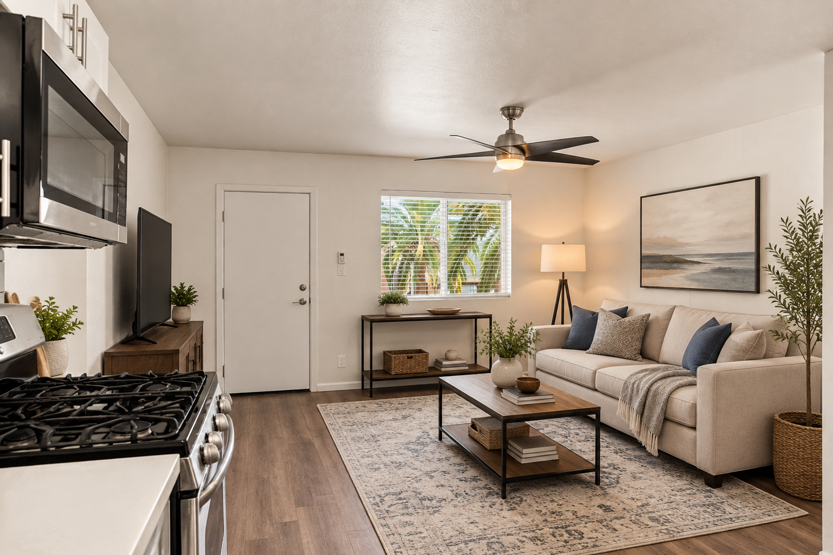 Virtually staged living area at The Element.