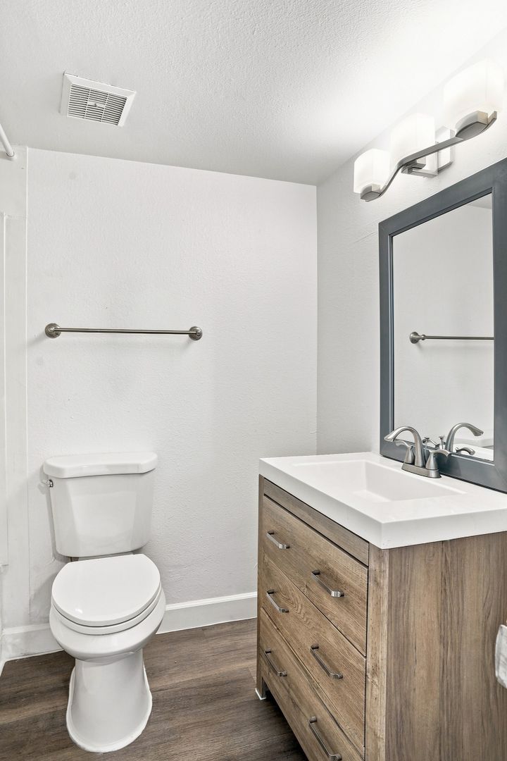 Apartment bathroom — representative home at The Element.