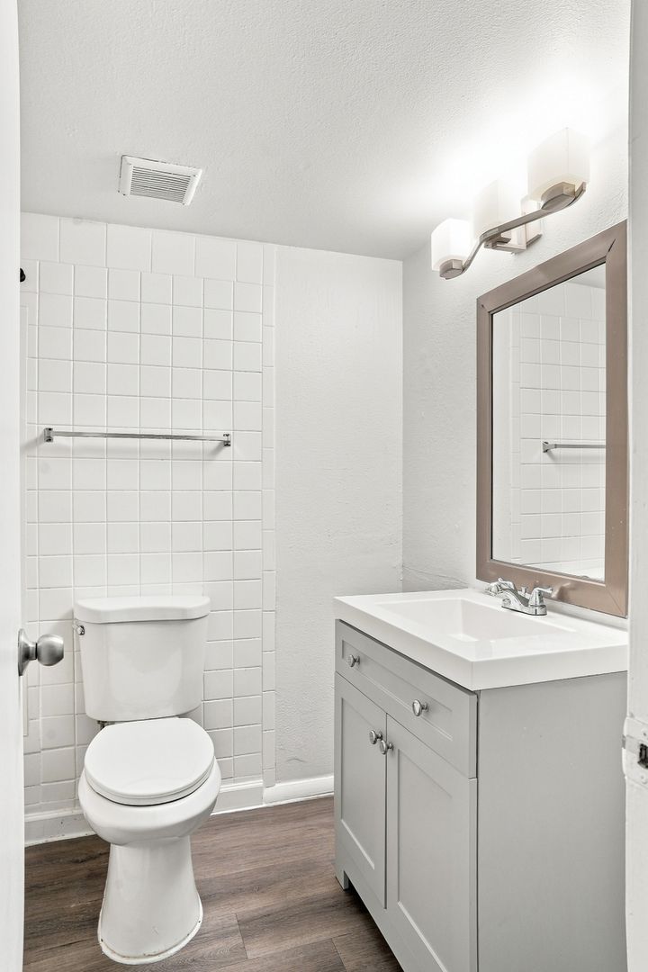 Apartment bathroom — representative home at The Element.
