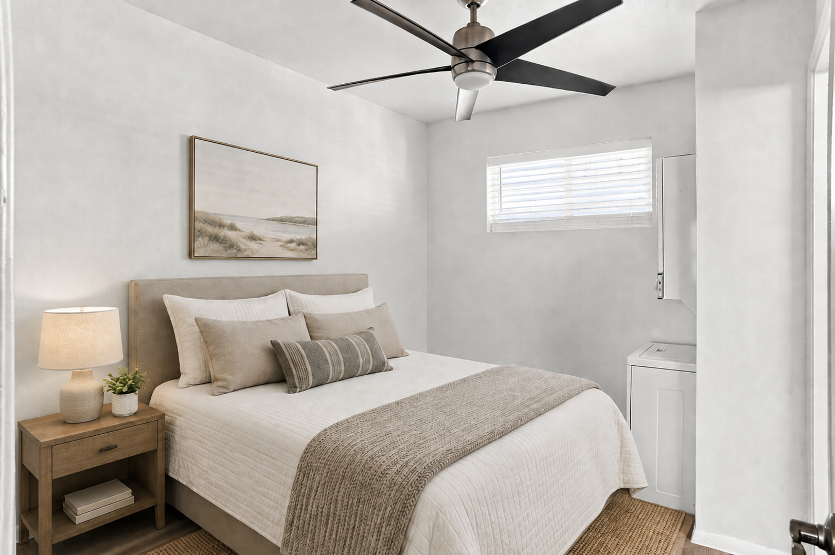 Virtually staged bedroom at The Element.