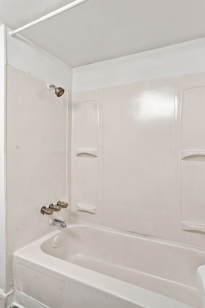 Apartment bathroom — representative home at The Element.