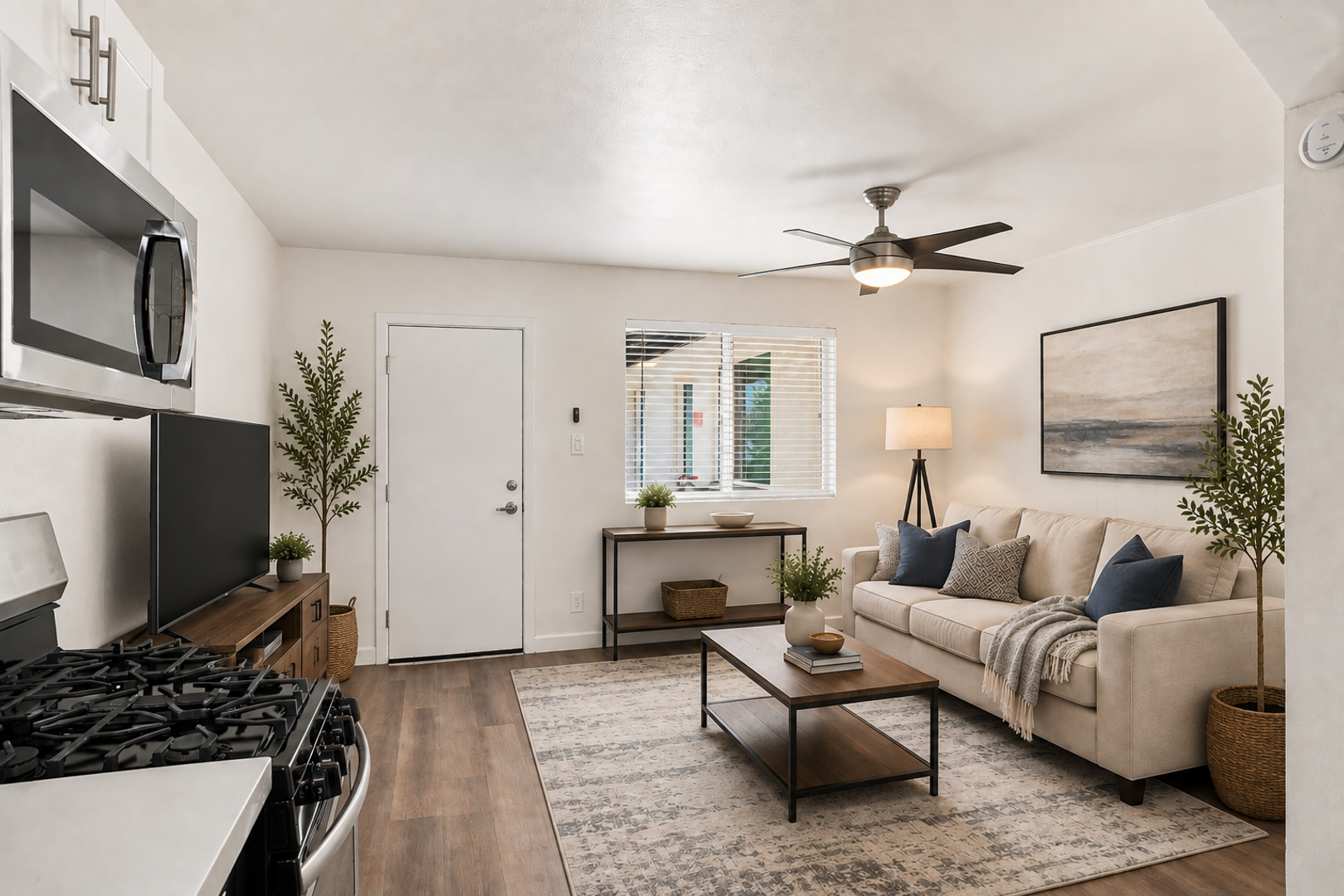 Virtually staged living area at The Element.