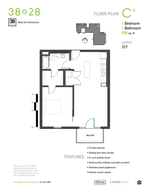 1 Bedroom/1 Bathroom | Balcony | In-unit Laundry | 699 sq ft – photo 1
