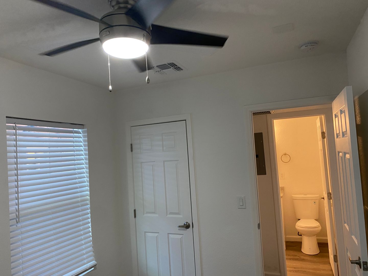 Representative unfurnished bedroom at Turney Cottages.