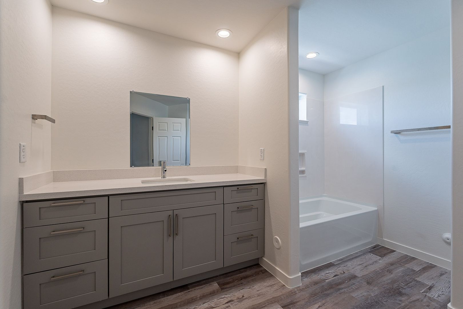 Apartment bathroom — representative home at La Vie.