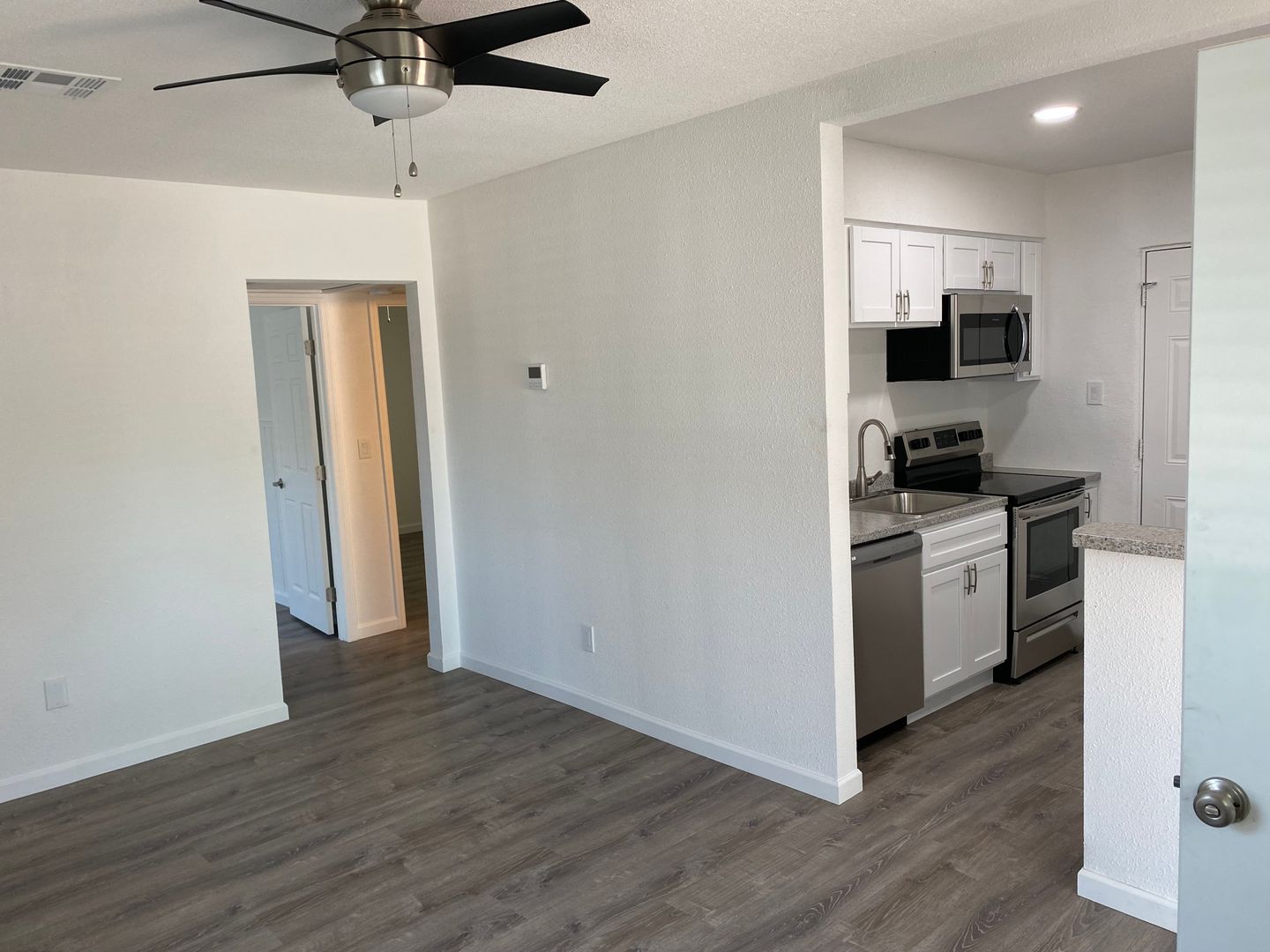 Representative unfurnished apartment interior at Turney Cottages.