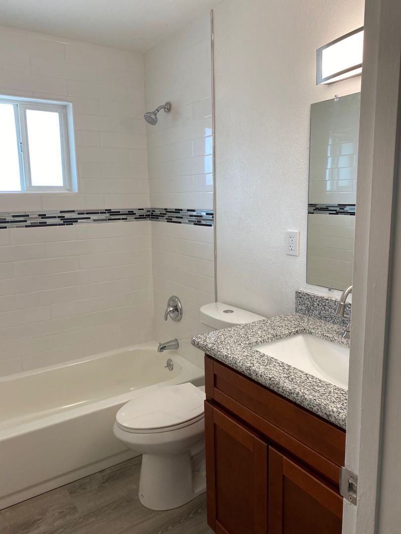 Apartment bathroom — representative home at La Vie.